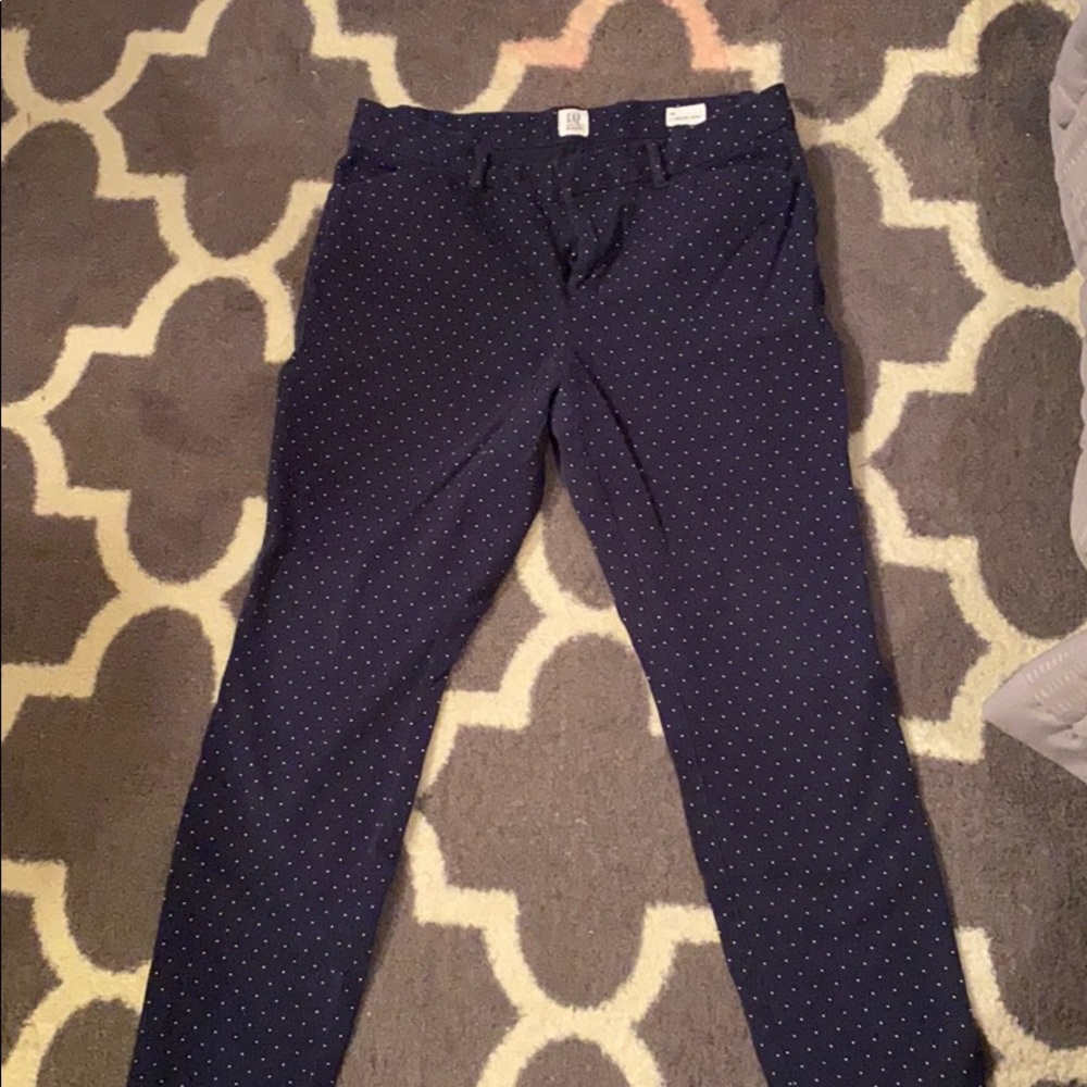 Navy blue polka dotted pants